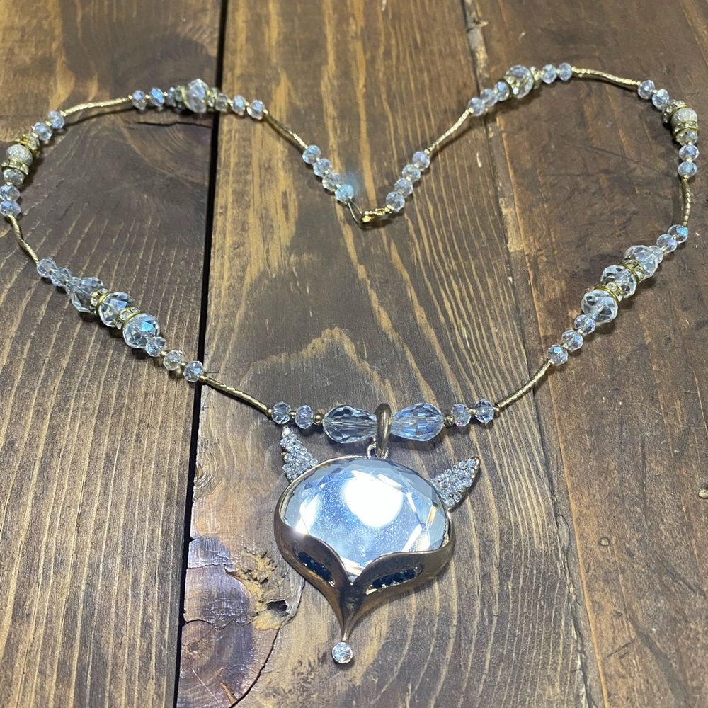 Vintage Fox Crystal and Gold-Tone Statement Necklace